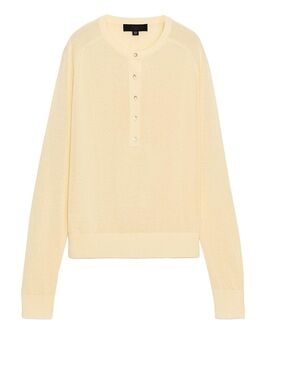 Zara Pale Yellow Henley Crewneck Sweater